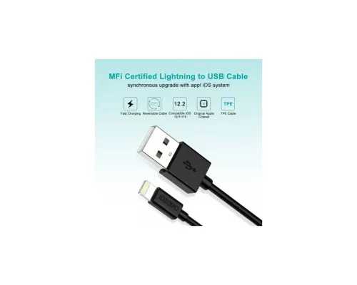 Дата кабель USB 2.0 AM to Lightning 1.8m 2.1A MFI Black Choetech (IP0027-BK)