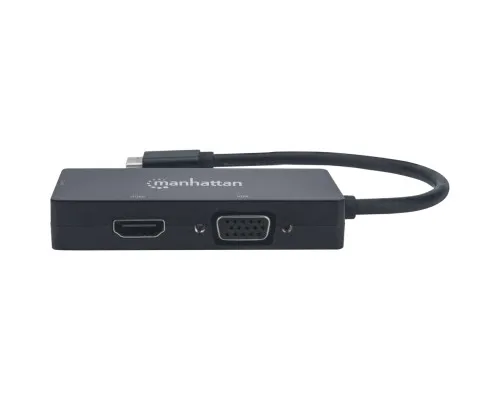 Концентратор Intracom USB3.1 Type-C to HDMI/DVI-I/VGA Black Manhattan (152983)