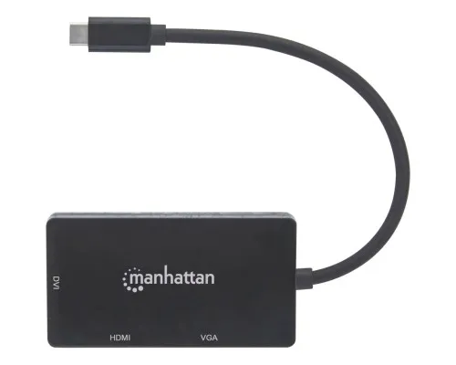 Концентратор Intracom USB3.1 Type-C to HDMI/DVI-I/VGA Black Manhattan (152983)