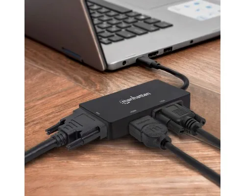 Концентратор Intracom USB3.1 Type-C to HDMI/DVI-I/VGA Black Manhattan (152983)