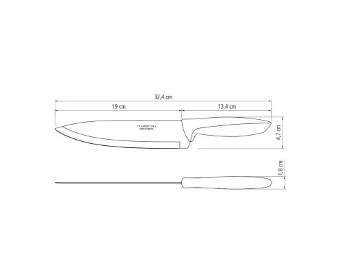 Кухонний ніж Tramontina Plenus Light Grey Chef 203 мм (23426/138)