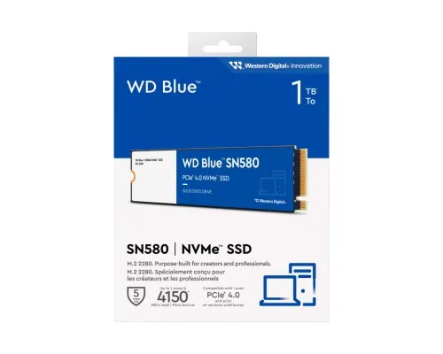 Накопичувач SSD M.2 2280 1TB SN580 Blue WD (WDS100T3B0E)