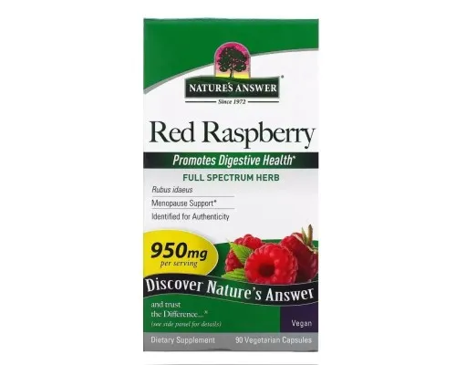 Травы Nature's Answer Красная малина, 950 мг, Red Raspberry, 90 вегетарианских капсул (NTA-16318)