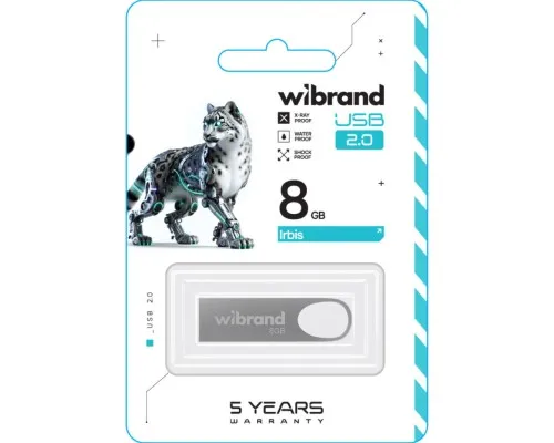 USB флеш накопичувач Wibrand 8GB Irbis Silver USB 2.0 (WI2.0/IR8U3S)