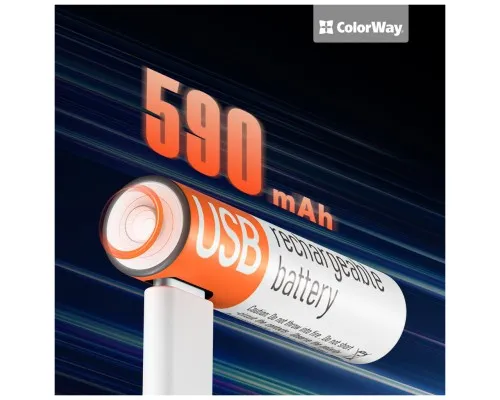 Акумулятор ColorWay AAА USB-С 590 mAh 1.5V (2шт) (Li-Polymer) (CW-UBAAA-09)