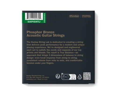 Струни для гітари Jim Dunlop Phosphor Bronze Acoustic Guitar Strings 12-String (10-47) (DAP1047J)