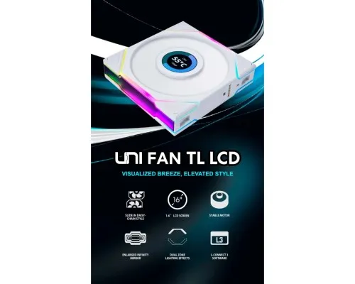 Кулер до корпусу Lian Li Reverse TL LCD 140-1, White (G99.14RTLLCD1W.00)