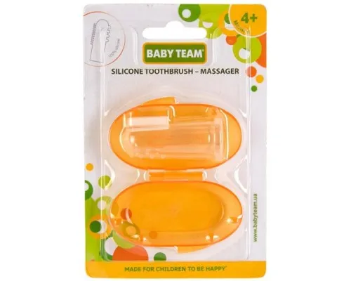 Дитяча зубна щітка Baby Team силіконова щітка-масажер з контейнером (7200_оранжевый)