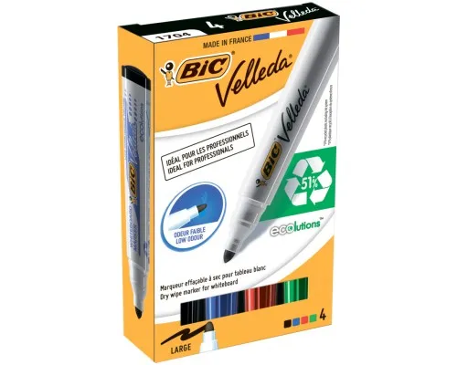Набір маркерів Bic Набір для сухостираємих дощок Velleda Ecolutions на спиртові (bc904941)