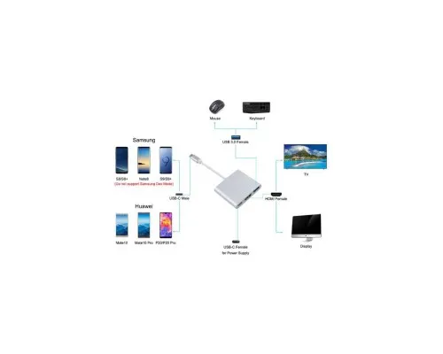 Перехідник Dynamode Dynamode USB3.1 Type-C to 1хHDMI, 1хUSB 3.0, 1хUSB Type-C Fe (Multiport USB 3.1 Type-C to HDMI)