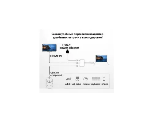 Перехідник Dynamode Dynamode USB3.1 Type-C to 1хHDMI, 1хUSB 3.0, 1хUSB Type-C Fe (Multiport USB 3.1 Type-C to HDMI)