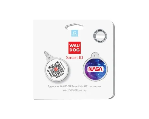 Адресник для животных WAUDOG Smart ID с QR паспортом NASA21, круг 25 мм (0625-0148)