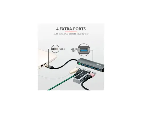 Концентратор Halyx 4-Port USB-A 3.2 Grey Trust (24947_TRUST)