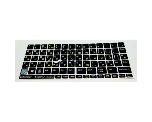 Наклейка на клавіатуру BestKey непрозора чорна, 76, жовтий (BKU13YEL/012)
