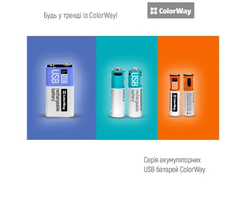 Аккумулятор Крона USB-С 390 mAh 9V (Li-Polymer) ColorWay (CW-UB9V-06)