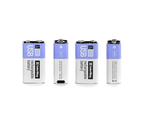 Аккумулятор Крона USB-С 390 mAh 9V (Li-Polymer) ColorWay (CW-UB9V-06)