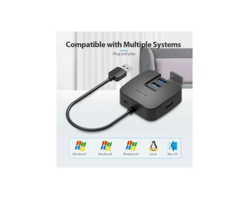 Концентратор Vention USB 3.0 to 4хUSB 3.0 Black 1.0m (CHBBF)