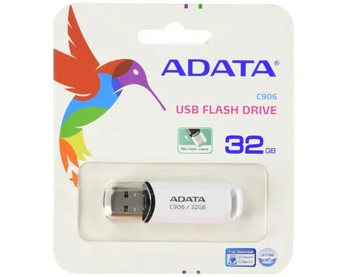 USB флеш накопитель ADATA 32GB C906 White USB 2.0 (AC906-32G-RWH)