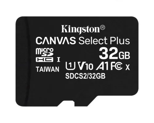 Карта памяті Kingston 32GB micSDHC class 10 Canvas Select Plus 100R A1 (SDCS2/32GB)