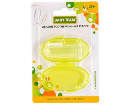 Дитяча зубна щітка Baby Team силіконова щітка-масажер з контейнером (7200_салатовый)
