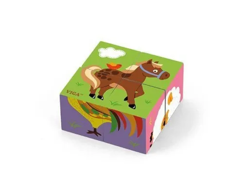 Розвиваюча іграшка Viga Toys Пазл-кубики Ферма (50835)
