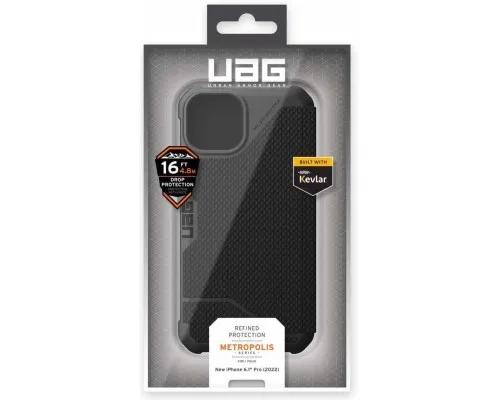 Чохол до мобільного телефона UAG Apple iPhone 14 Metropolis, Kevlar Black (114044113940)