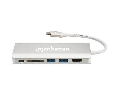 Концентратор Intracom USB3.1 Type-C to HDMI/USB 3.0x2/RJ45/SD/PD 60W Hub 7-in-1 Manhattan (152075)