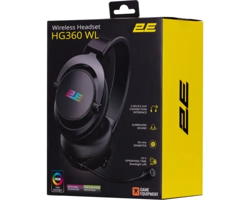 Навушники 2E Gaming HG360 RGB Wireless 7.1 Black (2E-HG360BK-WL)