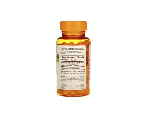 Антиоксидант Sundown Альфа-липоевая кислота, 600 мг, Alpha Lipoic Acid, Sundown Naturals, 60 кап (SDN17965)