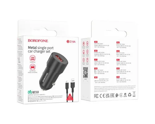 Зарядное устройство BOROFONE BZ19A charger set (Micro) USB-A Black (BZ19AMB)