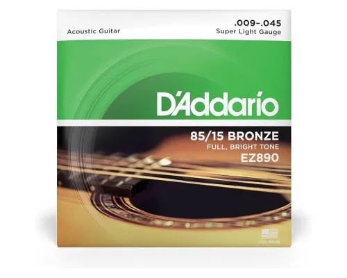 Струни для гітари D'Addario 85/15 Bronze Super Light (09-45) (EZ890)