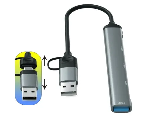 Концентратор Dynamode 5-in-1 USB Type-C/Type-A to 1хUSB3.0, 2xUSB 2.0, card-reader SD/MicroSD (DM-UH-514)