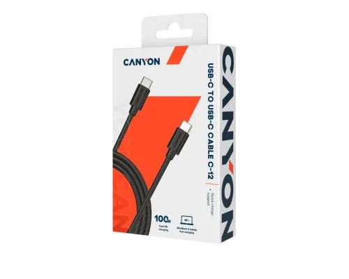 Дата кабель USB-C to USB-C 2.0m 100W 20V/ 5A black Canyon (CNS-USBC12B)