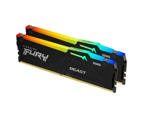 Модуль памяті для компютера DDR5 16GB (2x8GB) 4800 MHz FURY Beast RGB Kingston Fury (ex.HyperX) (KF548C38BBAK2-16)