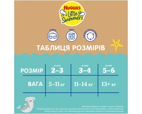 Подгузники Huggies Little Swimmers Размер 3-4 многоразовые для плавания 1 шт (5029053583051)