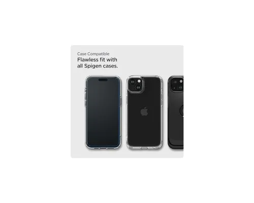 Скло захисне Spigen Apple iPhone 15 Glas.tR AlignMaster FC Black (2P) (AGL06906)