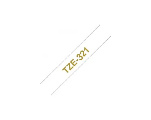 Лента для принтера этикеток UKRMARK B-T321P, ламинированная, 9мм х 8м, gold on white, аналог TZe321 (00785)