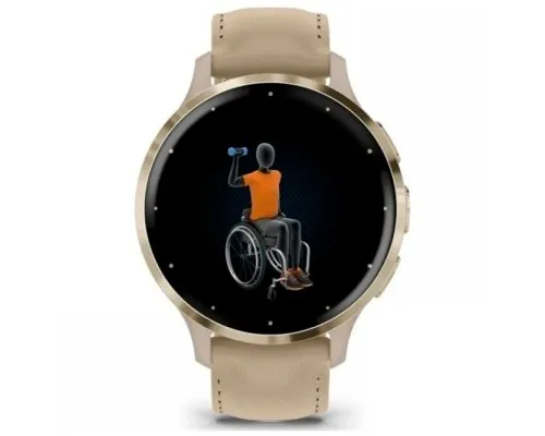 Смарт-часы Garmin Venu 3S, Fr. Gray + Soft Gold, Leather, GPS (010-02785-55)