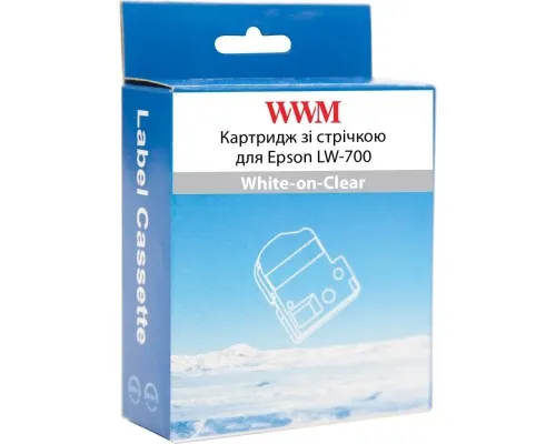 Лента для принтера этикеток WWM для Epson LW-700 24mm х 8m White-on-Clear (WWM-ST24S)