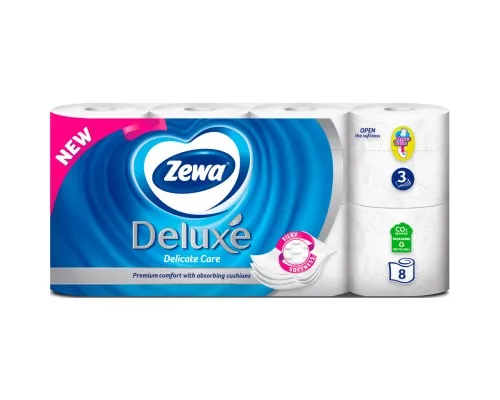 Туалетний папір Zewa Deluxe білий 3 шари 8 рулонів (7322541171739)