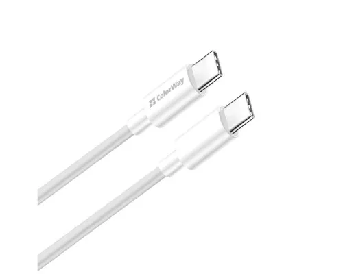 Дата кабель USB-C to USB-C 1.0m 5A 100W white ColorWay (CW-CBPDCC058-WT)