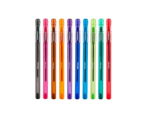 Ручка гелева Unimax набір Trigel-3 асорті кольорів 0.5 мм, 10 кольорів корпусу (UX-132-20)