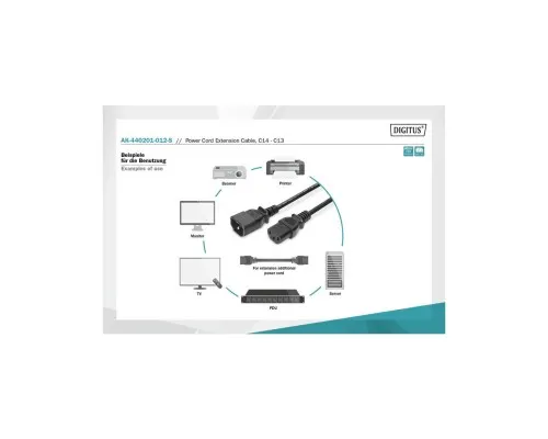 Кабель питания C13 to C14 1.2m Digitus (AK-440201-012-S)