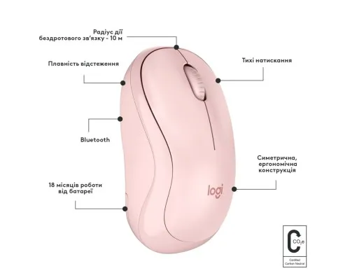 Мишка Logitech M240 Silent Bluetooth Rose (910-007121)