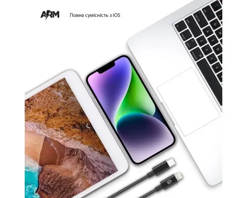 Дата кабель USB-C to Lightning 1.2m AMQGJ2BL black Armorstandart (ARM64374)
