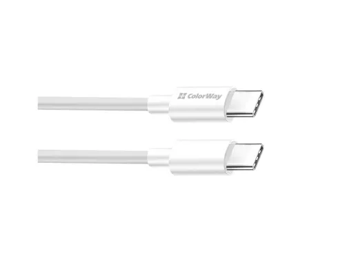 Дата кабель USB-C to USB-C 1.0m 3A 60W white ColorWay (CW-CBPDCC055-WT)