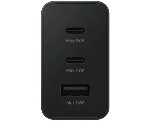 Зарядний пристрій Samsung 2xUSB-С 65W PD PPS/USB-A Black (EP-T6530NBEGEU)