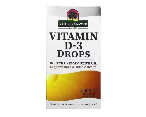 Витамин Nature's Answer Витамин D3 в каплях, 4000 МЕ, Vitamin D-3 Drops, 15 мл (NTA-26132)