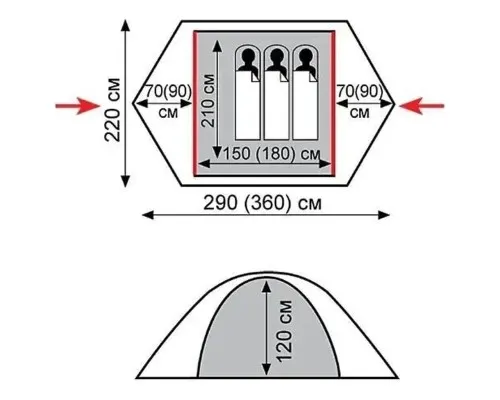 Намет Tramp Peak 3 (v2) Green (TRT-026-green)