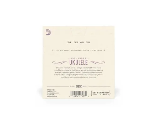 Струни для гітари D'Addario Titanium Ukulele Concert (EJ87C)